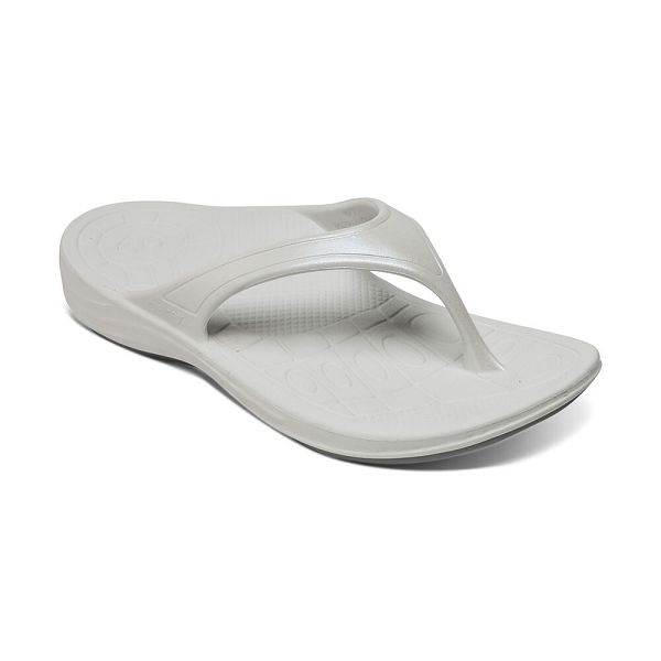 Aetrex Women's Fiji Orthotic Flip Flops White Sandals UK 6070-410